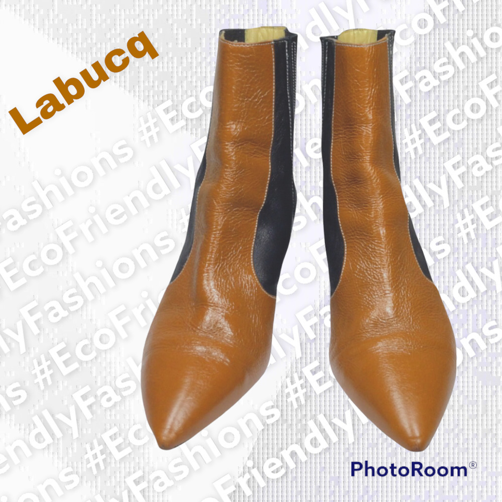 Labucq NU 17 Women's Black Brown Kati Two Tone Bootie Size 40 - Picture 8 of 9